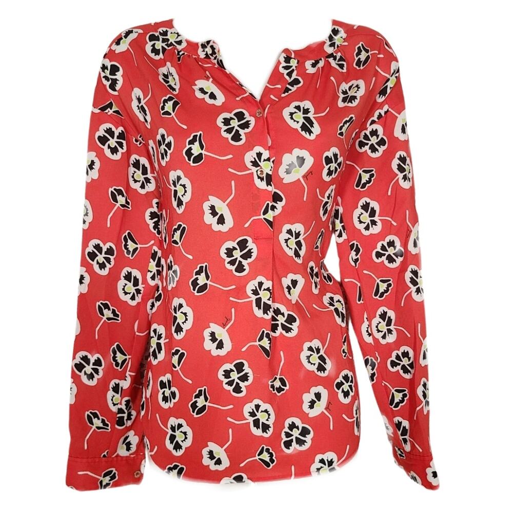 Juicy couture red floral print oversized blouse size small